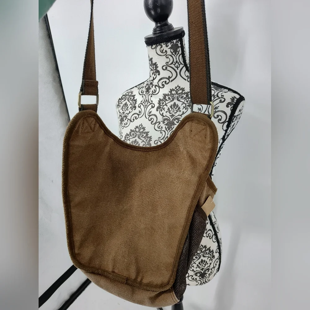 Kaukko Brown Canvas Messenger Cross Body Bag